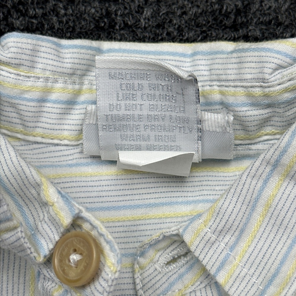 Lullaby Club Baby 9M Striped Button Down Shirt Pastel Blue Yellow White Cotton - Picture 7 of 8